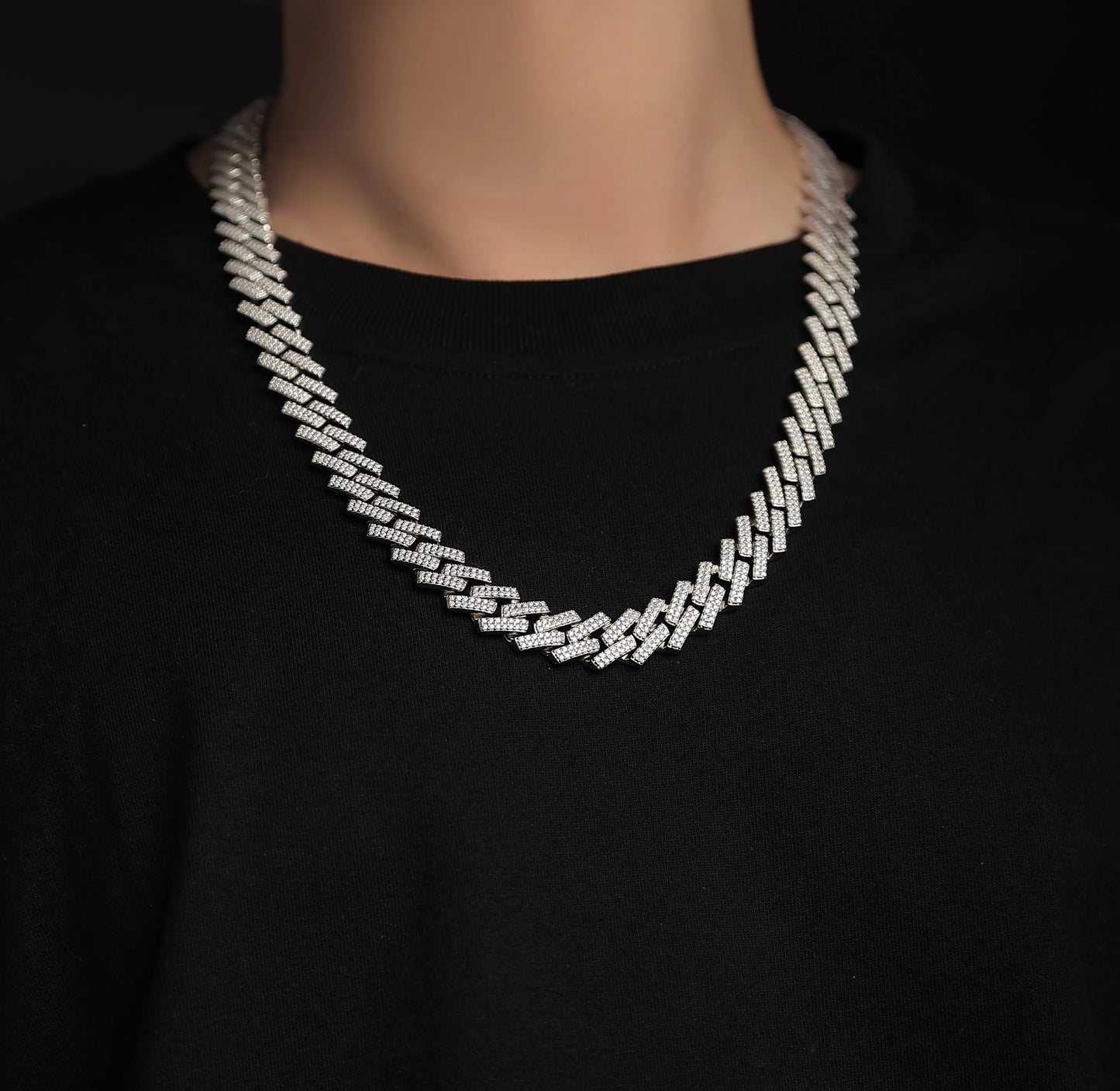 Men's Luxury Fashion Mosan Diamond S925 Silver Necklace Comparable To Natural Diamonds
