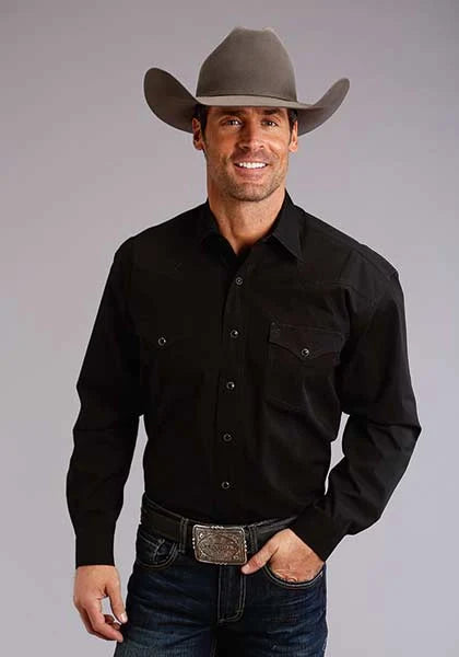 Stetson 4296 Solid (Black) - Men's Western Shirt