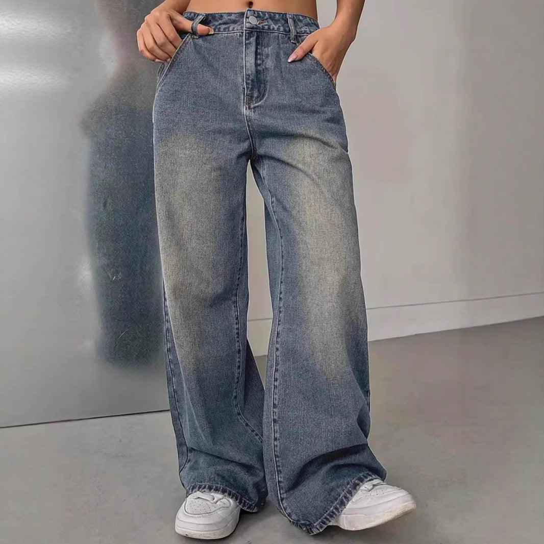 European And American Women's Washed Vintage Denim Pants