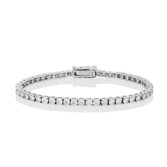 Bracelet de tennis en moissanite de 3 mm, monté sur argent massif 925.