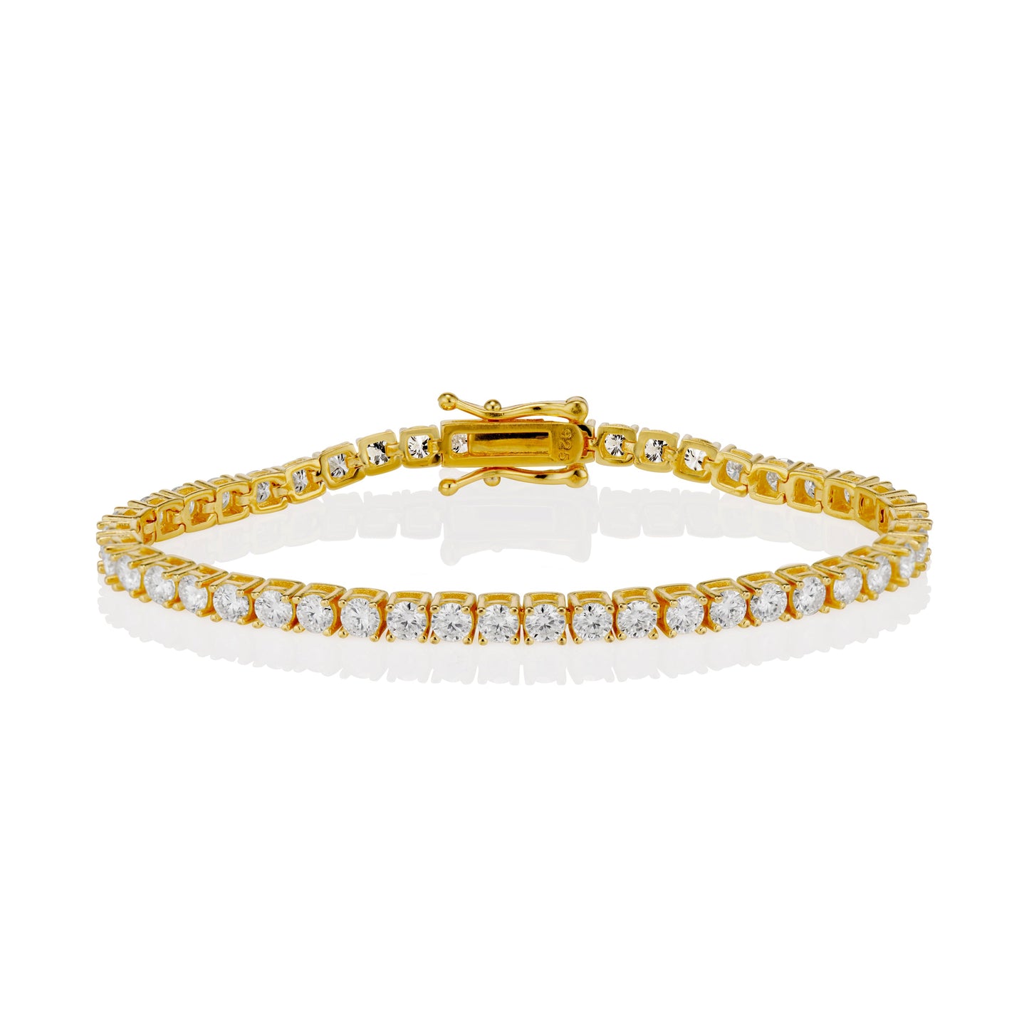 3mm Moissanite Tennis Bracelet in Yellow Gold Vermeil