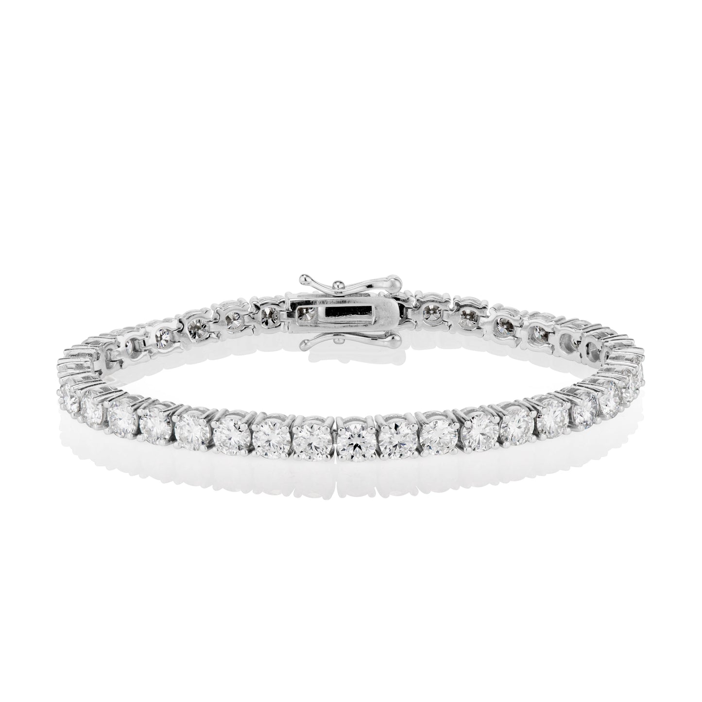 Bracelet de tennis en moissanite de 4 mm, monté sur argent massif 925.