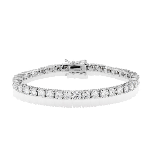 Bracelet de tennis en moissanite de 4 mm, monté sur argent massif 925.