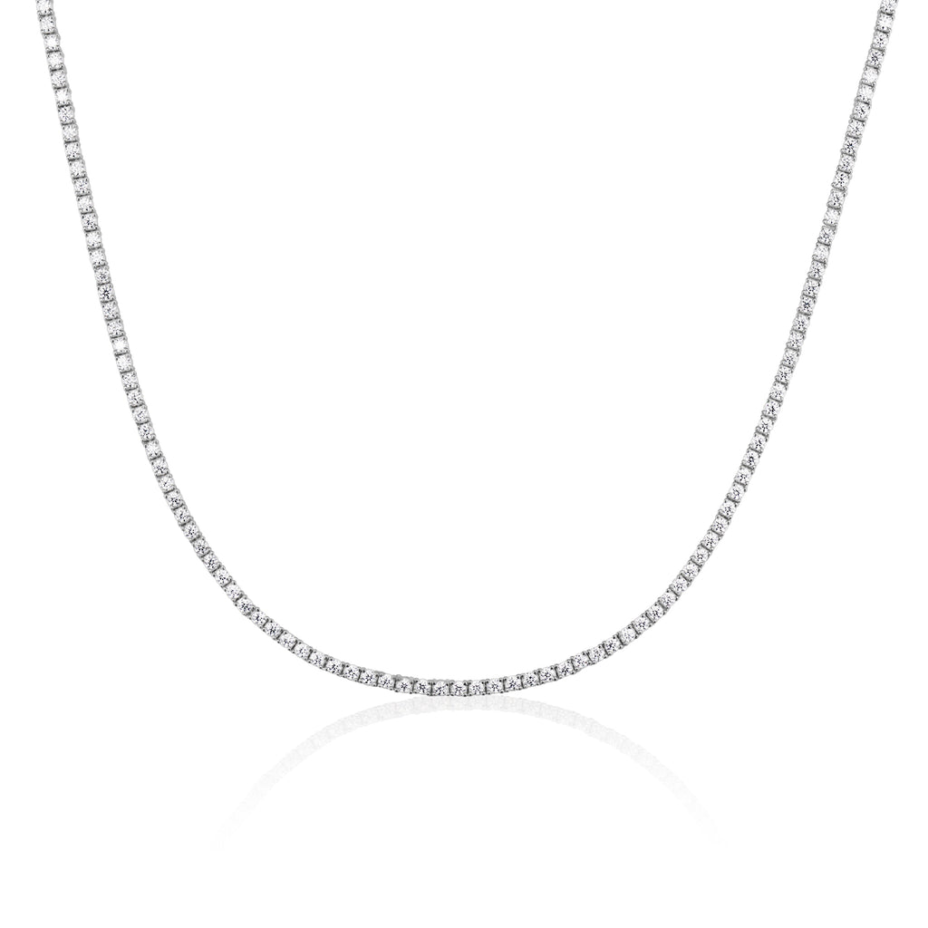 2mm Moissanite Tennis Necklace in Solid 925 Silver