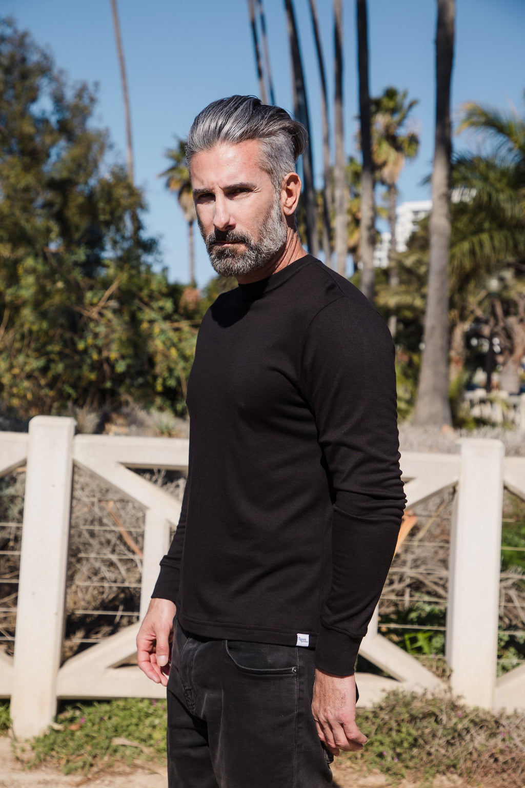 T-shirt à manches longues pour homme en viscose de bambou/coton biologique en liquidation