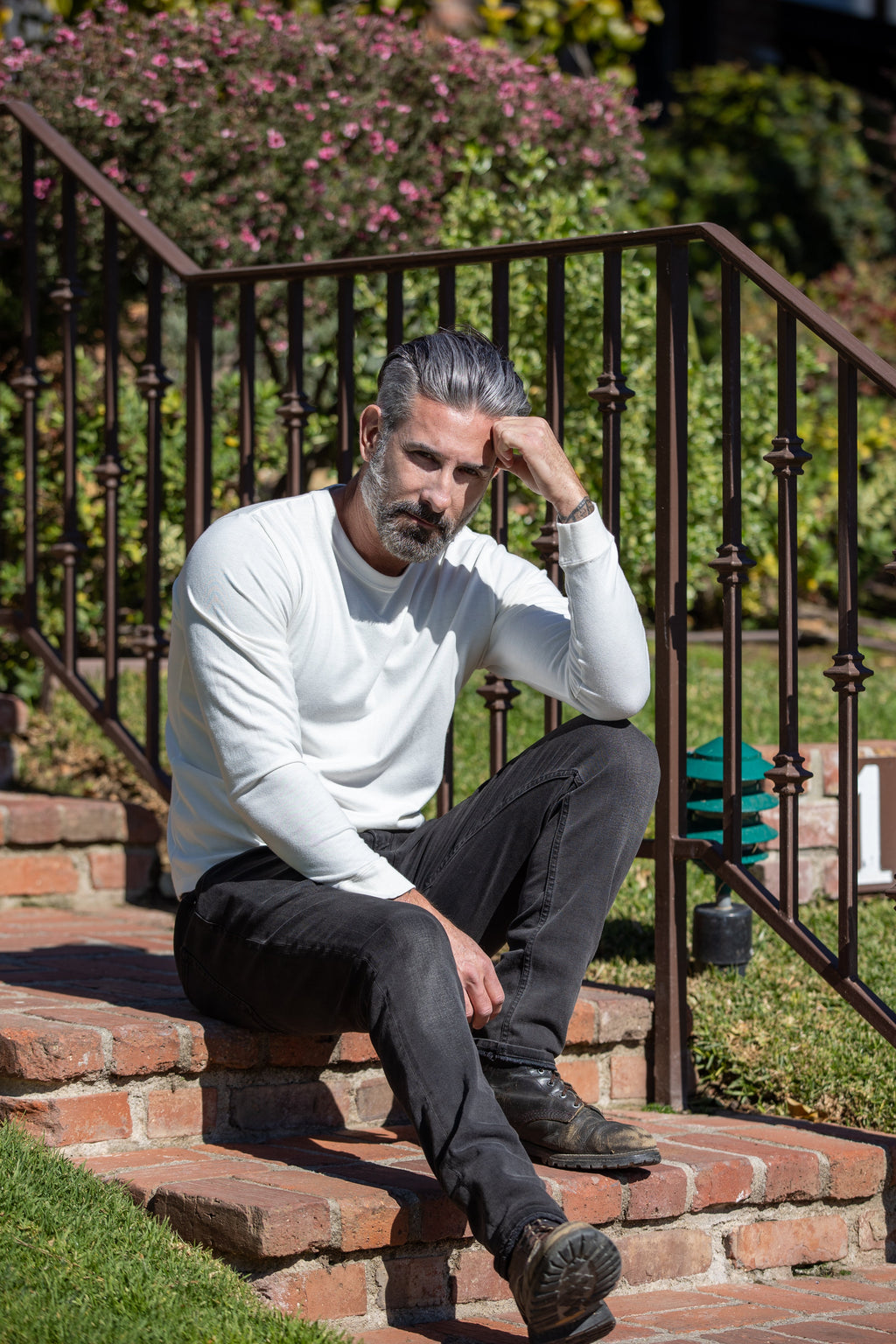 T-shirt à manches longues pour homme en viscose de bambou/coton biologique en liquidation