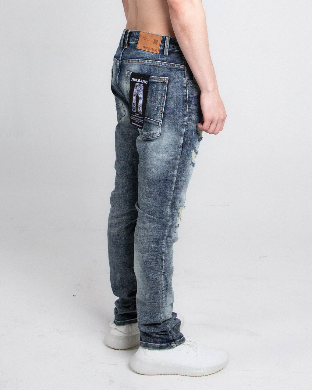A401 DARK FADED DISTRESSED SKINNY JEANS
