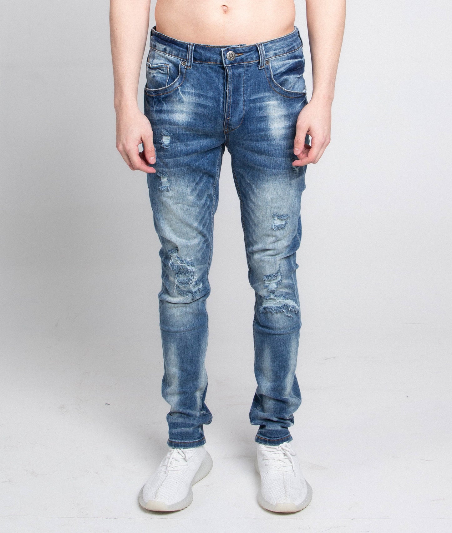 A402 PANTALONES VAQUEROS PINTADOS CON DESGASTE PEQUEÑO 