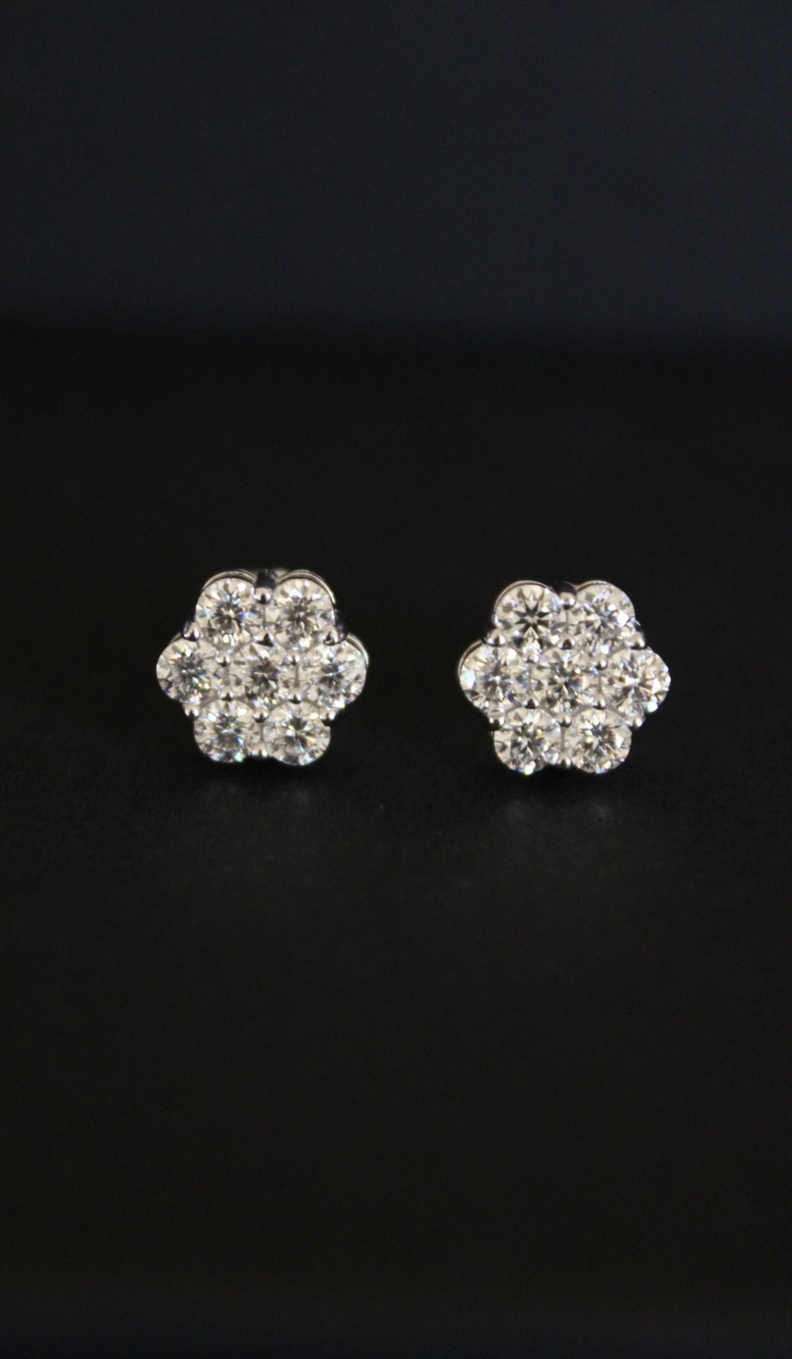 Moissanite Flower Cluster Earrings in Silver