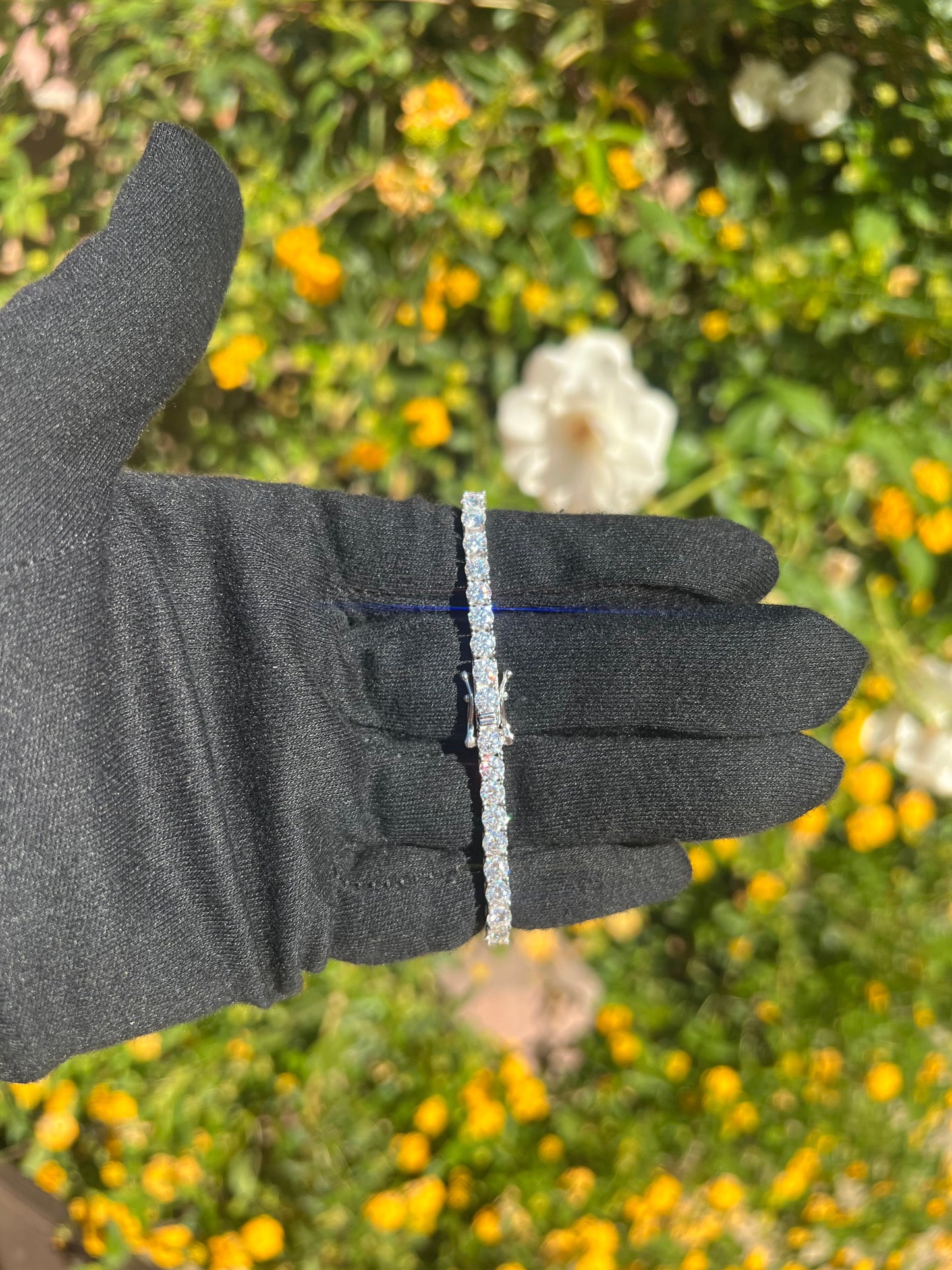 Bracelet de tennis en moissanite de 4 mm, monté sur argent massif 925.