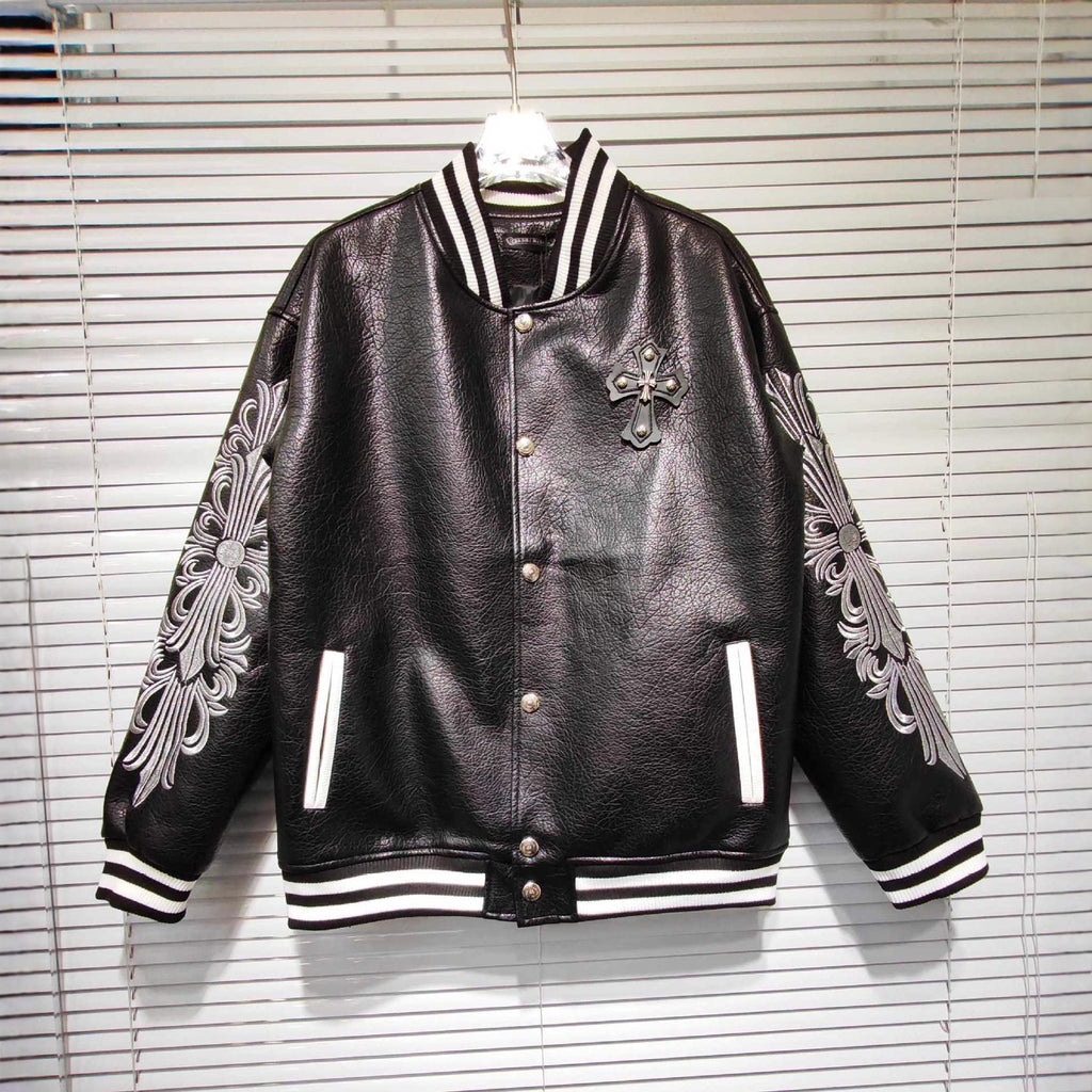 Chrome Hearts patchwork leather jacket, baseball jacket
