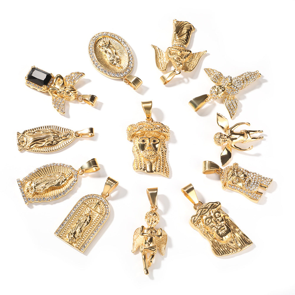 Collier pendentif ange ailé hip-hop