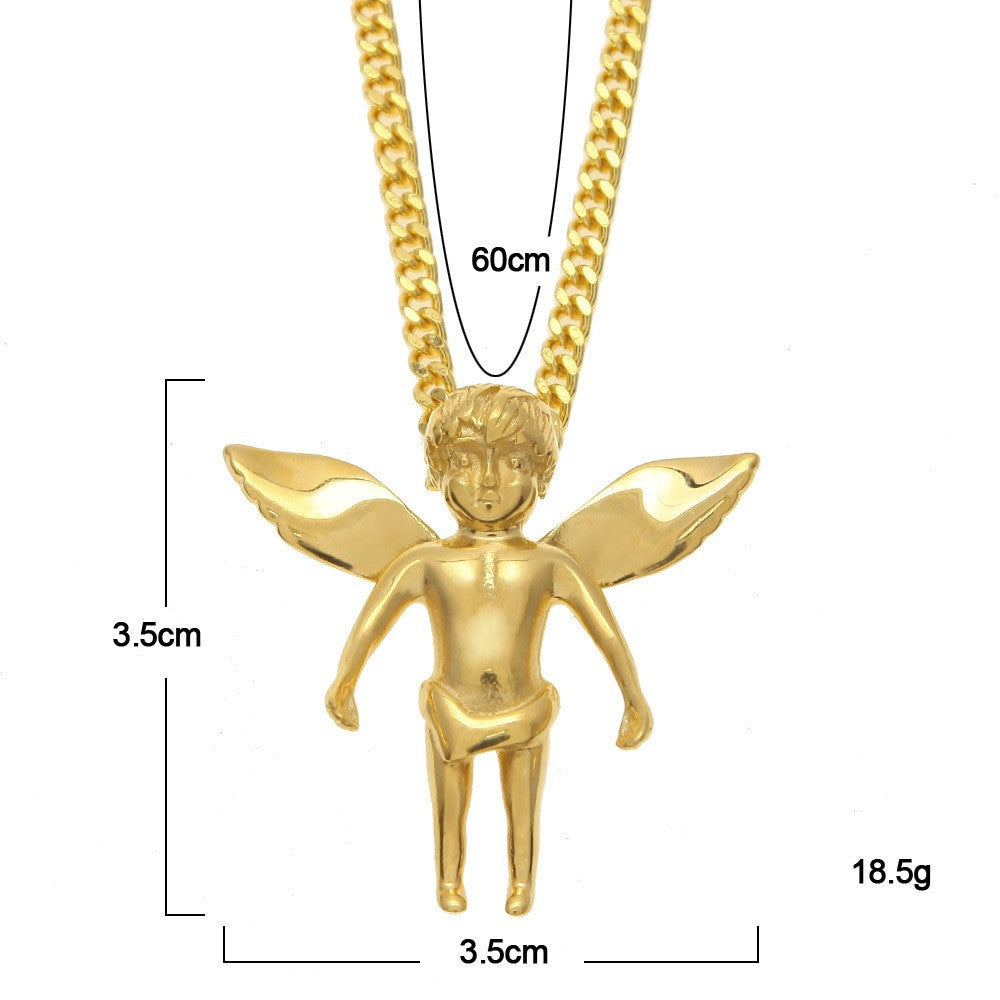 Collier pendentif ange ailé hip-hop