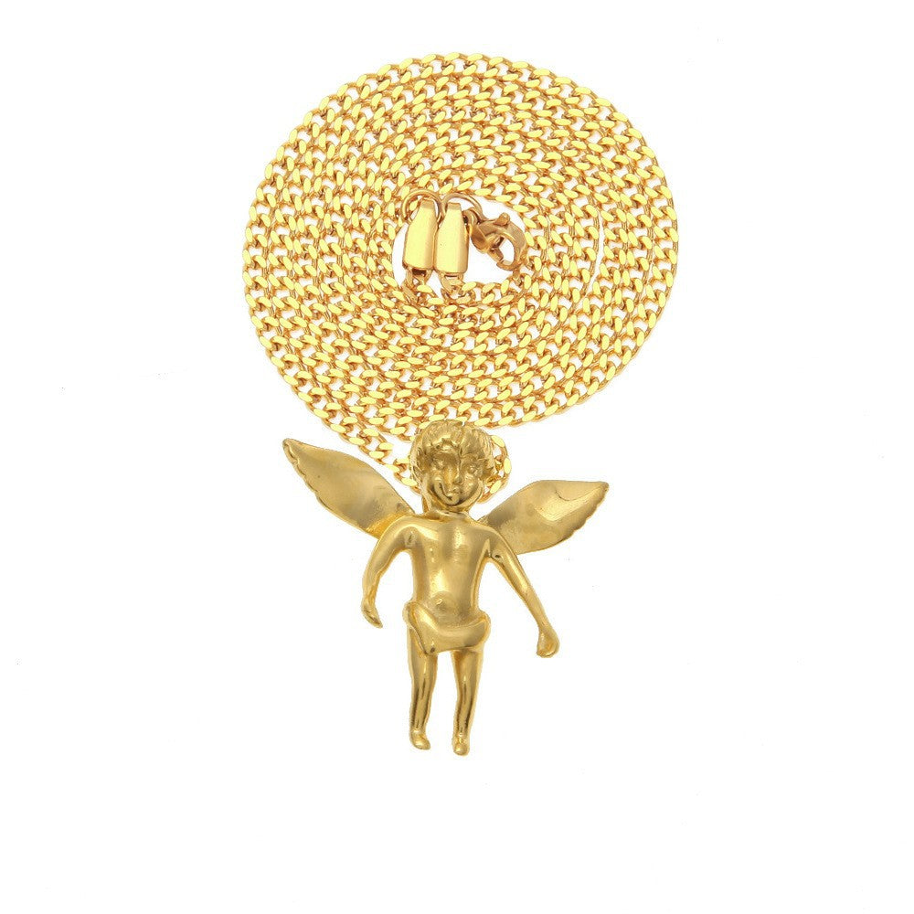 Collier pendentif ange ailé hip-hop