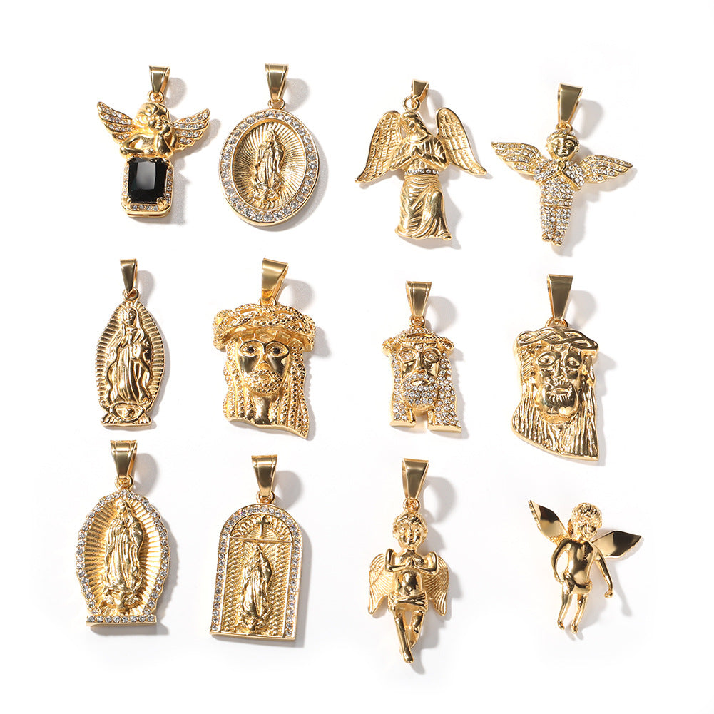 Collier pendentif ange ailé hip-hop