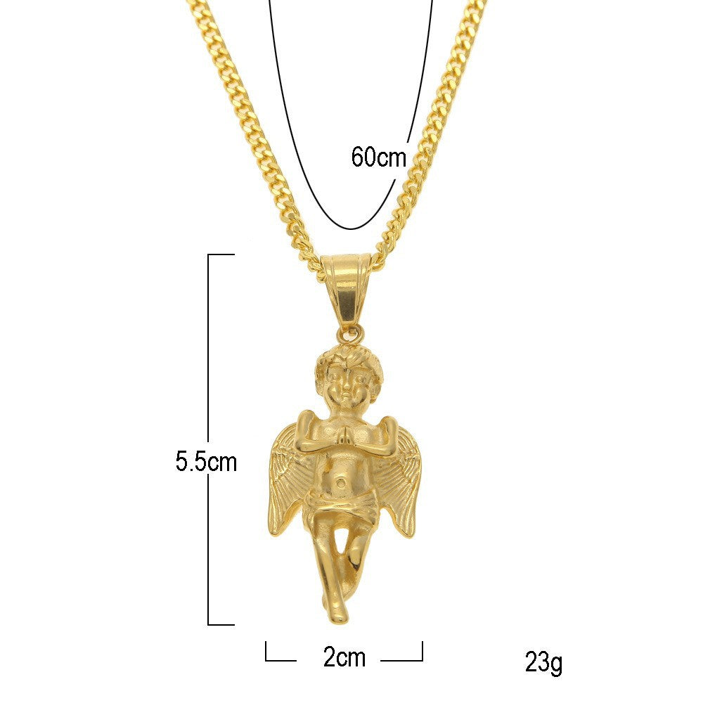 Collier pendentif ange ailé hip-hop