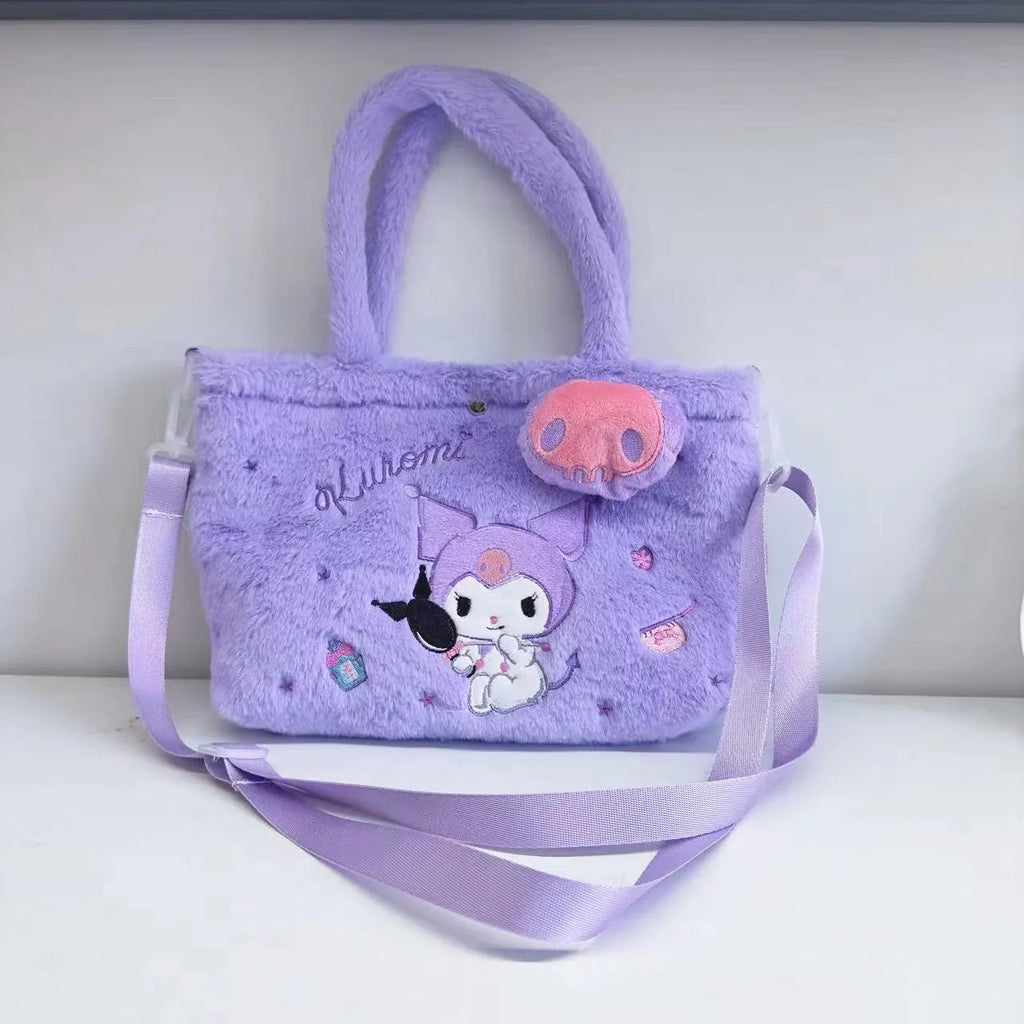 1 bolsa de peluche Sanrio Hello Kitty Kawaii Kuromi My Melody Bolso de mano de anime de dibujos animados Cinnamoroll Bolsa de almacenamiento Bolsas de mano Regalos para mujeres