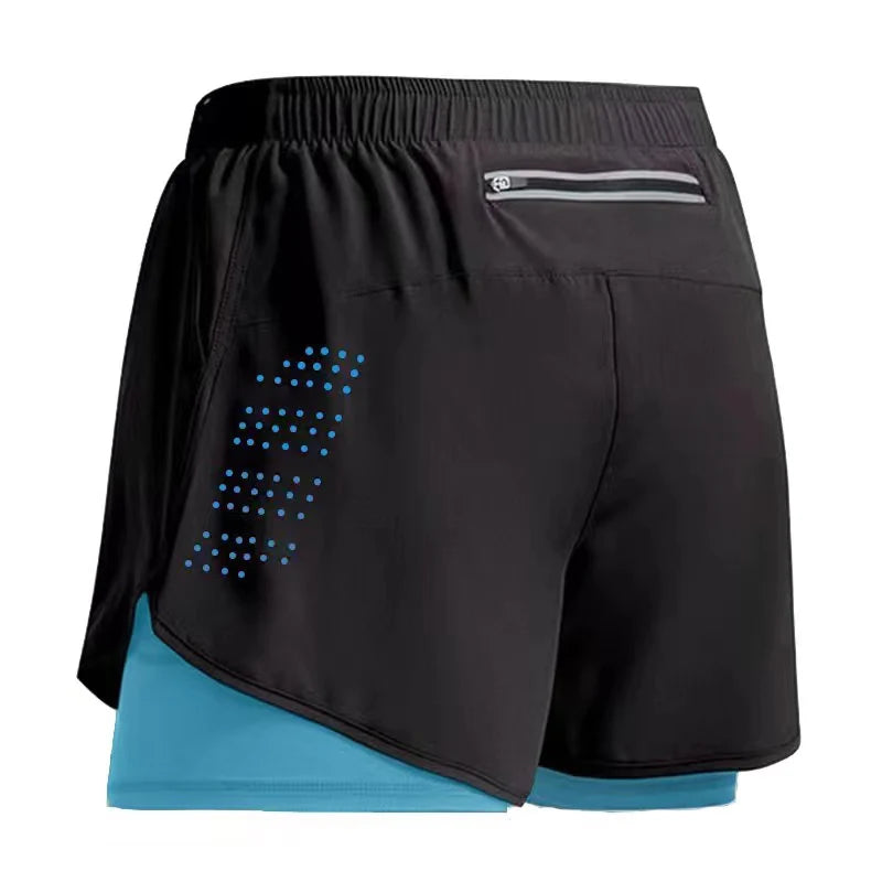 Short de sport 2 en 1 pour homme, idéal pour la course, la gym et le jogging. Séchage rapide. Short d'été parfait pour l'entraînement et le fitness.