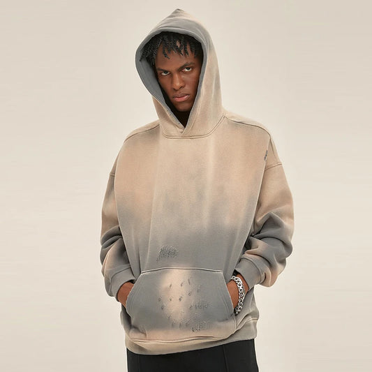 Vintage Hoodie 2025 Spring Washed Hooded Sweatshirt Men Make Old Pullover