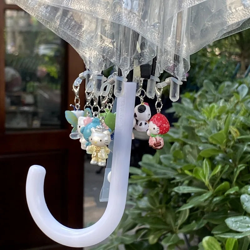 Pendentif parapluie Hello Kitty Sanrio KT Cat, nouveau porte-clés mignon et créatif en résine, cadeau polyvalent pour fille