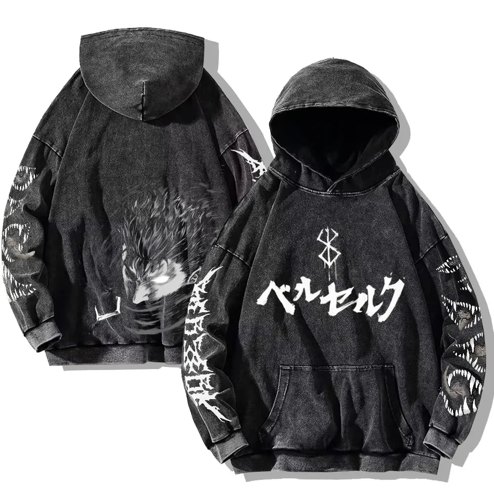 Gothic Vintage Washed Hoodies Men & Women Oversized Hoodie