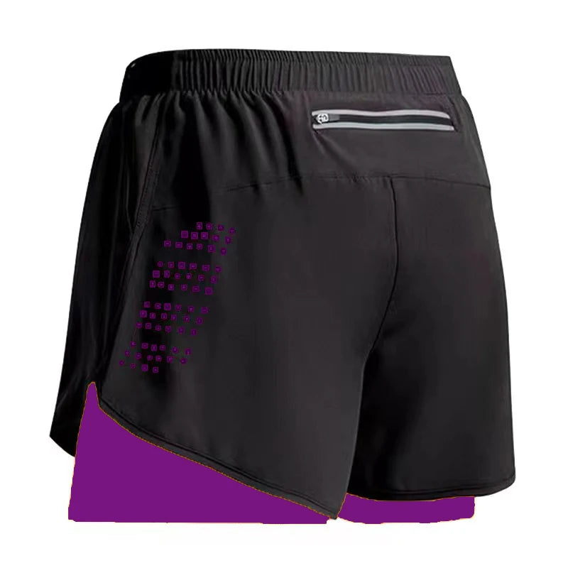 Short de sport 2 en 1 pour homme, idéal pour la course, la gym et le jogging. Séchage rapide. Short d'été parfait pour l'entraînement et le fitness.