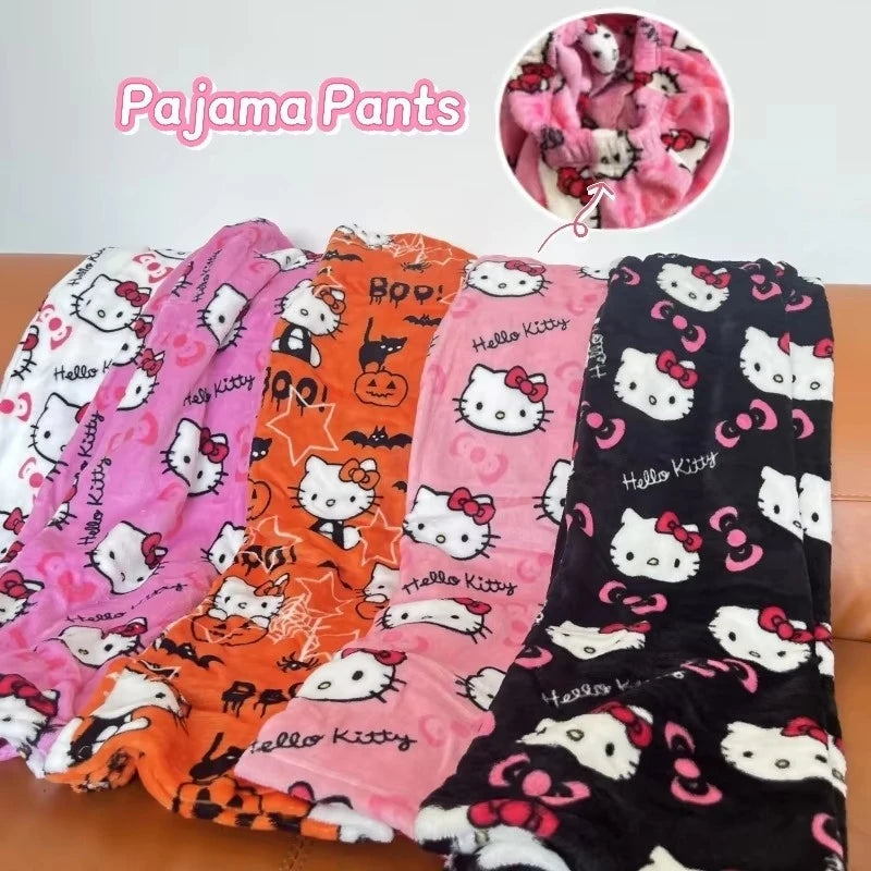 Y2K Hello Kitty Pajamas Pants Anime Women's Pajama Pants Sanrio Cartoon Fashion Home Sleepwear Trousers Leisure Home Clothing