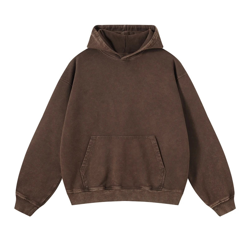 Kanye Vintage Distressed Solid Hooded Hoodie Oversize Washed Wax Dyeing Hoody Men & Women