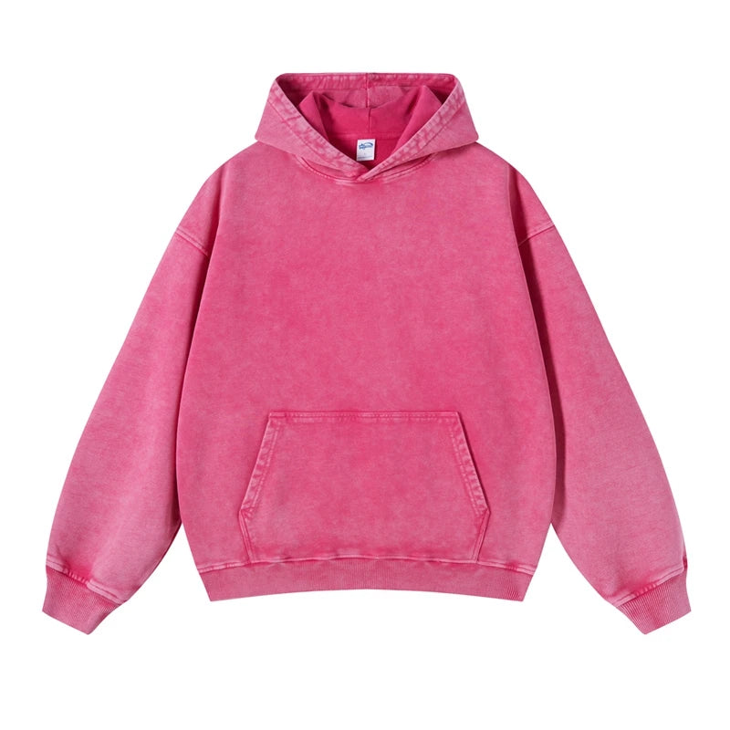 Kanye Vintage Distressed Solid Hooded Hoodie Oversize Washed Wax Dyeing Hoody Men & Women