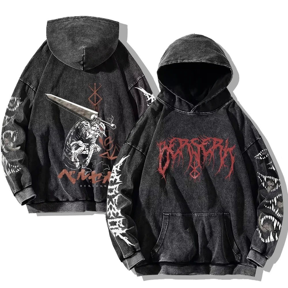 Gothic Vintage Washed Hoodies Men & Women Oversized Hoodie