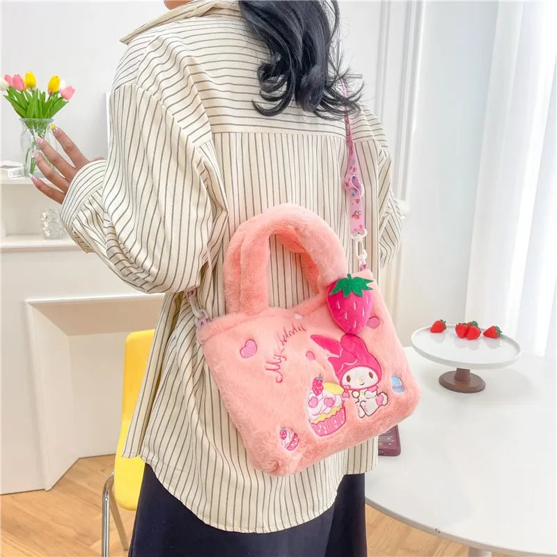 1 bolsa de peluche Sanrio Hello Kitty Kawaii Kuromi My Melody Bolso de mano de anime de dibujos animados Cinnamoroll Bolsa de almacenamiento Bolsas de mano Regalos para mujeres