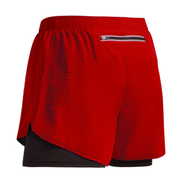 Short de sport 2 en 1 pour homme, idéal pour la course, la gym et le jogging. Séchage rapide. Short d'été parfait pour l'entraînement et le fitness.