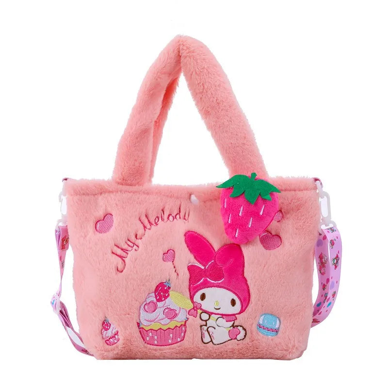 1pc Sanrio Hello Kitty Plush Bag Kawaii Kuromi My Melody Cute Cartoon Anime Handbag Cinnamoroll Storage Tote Bags Women Gifts