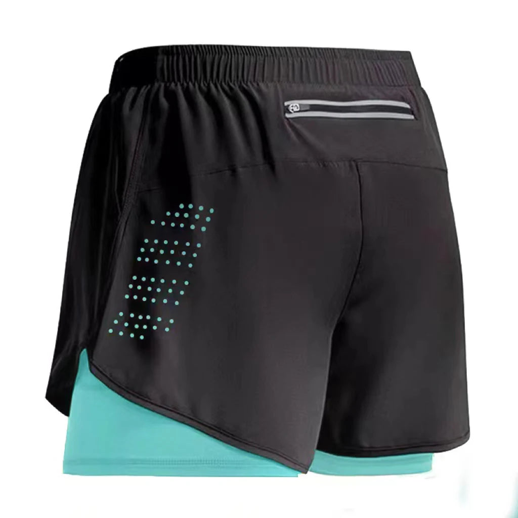 Short de sport 2 en 1 pour homme, idéal pour la course, la gym et le jogging. Séchage rapide. Short d'été parfait pour l'entraînement et le fitness.