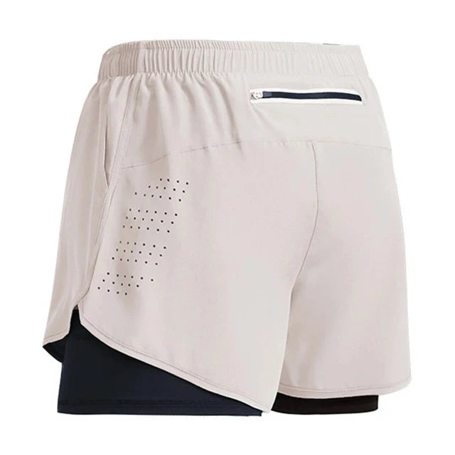 Short de sport 2 en 1 pour homme, idéal pour la course, la gym et le jogging. Séchage rapide. Short d'été parfait pour l'entraînement et le fitness.