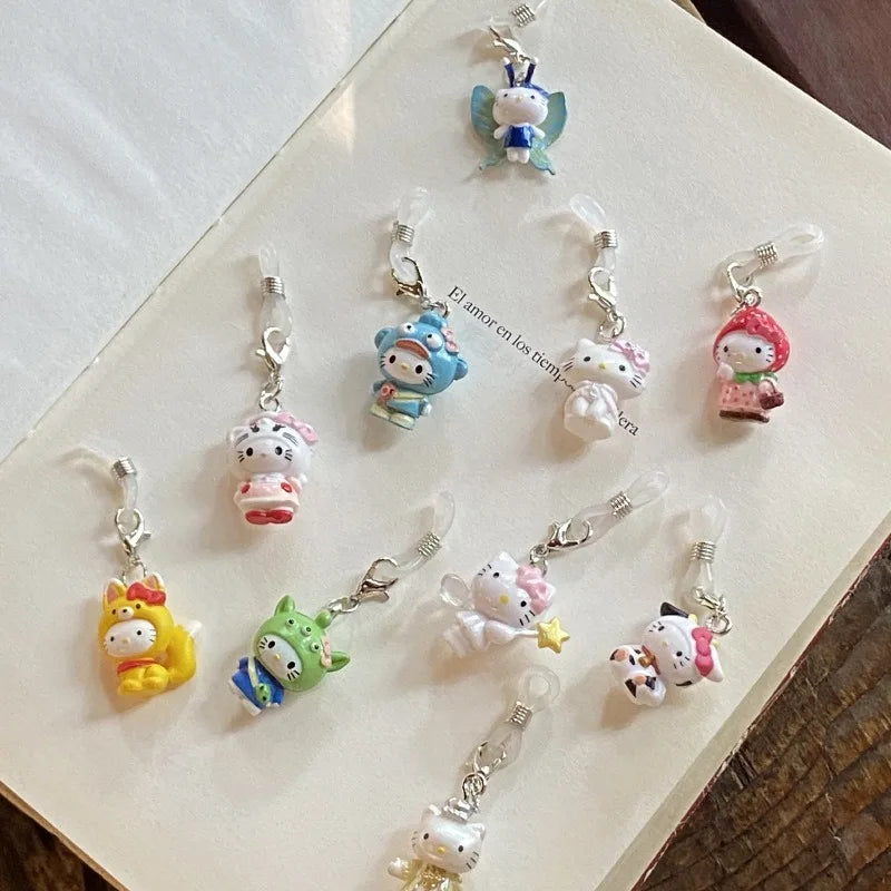 Pendentif parapluie Hello Kitty Sanrio KT Cat, nouveau porte-clés mignon et créatif en résine, cadeau polyvalent pour fille