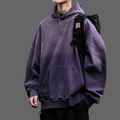 Mens Heavyweight Cotton Hoodie Oversized Streetwear Spring Autumn Garment Dyed Washed Ombre Pullover High Quality Sweatshirt