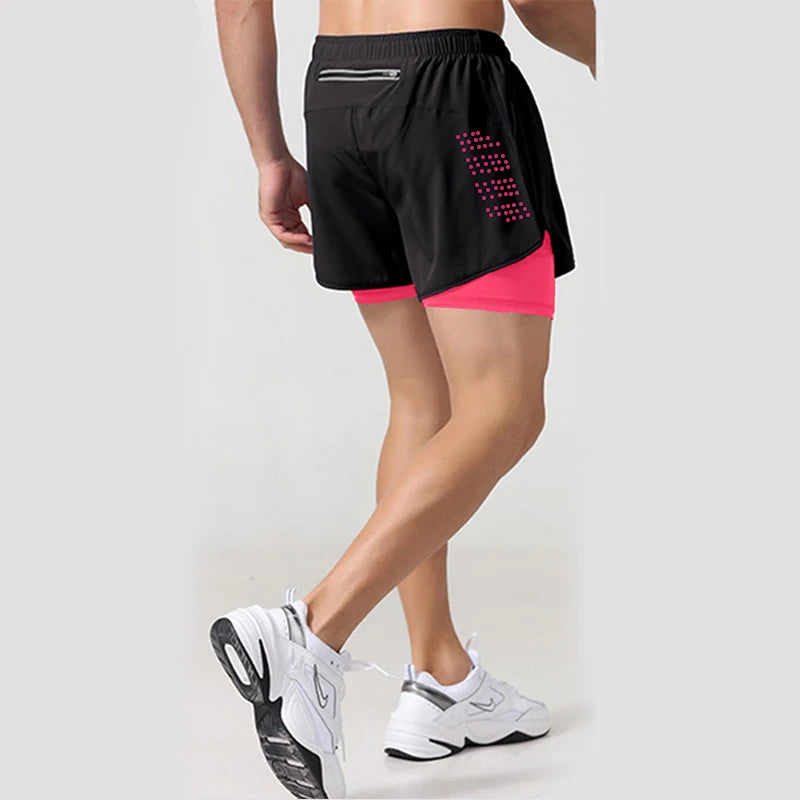 Short de sport 2 en 1 pour homme, idéal pour la course, la gym et le jogging. Séchage rapide. Short d'été parfait pour l'entraînement et le fitness.