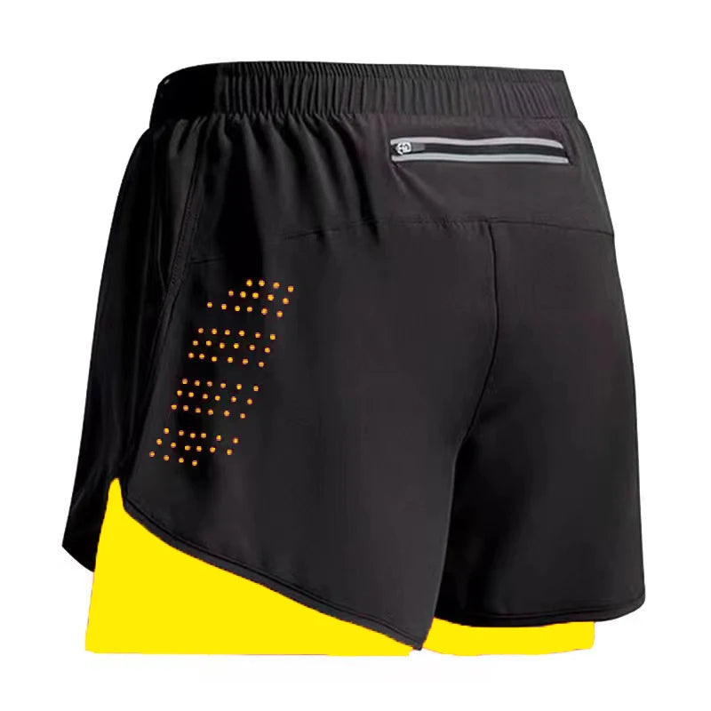 Short de sport 2 en 1 pour homme, idéal pour la course, la gym et le jogging. Séchage rapide. Short d'été parfait pour l'entraînement et le fitness.