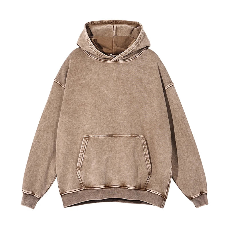 Kanye Vintage Distressed Solid Hooded Hoodie Oversize Washed Wax Dyeing Hoody Men & Women