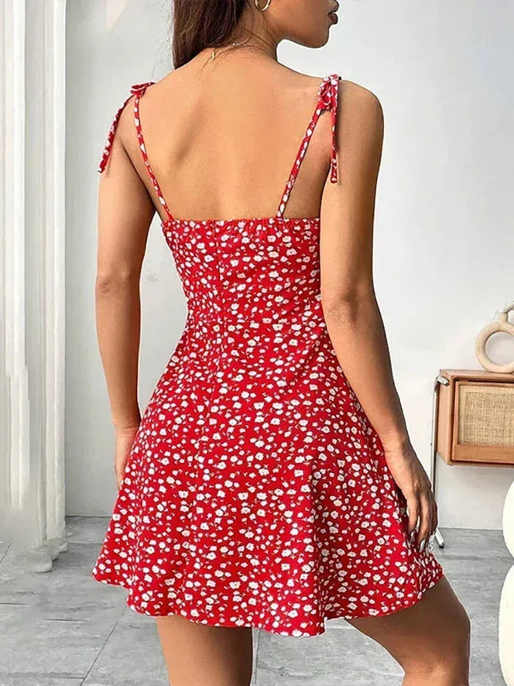 Women's Summer Floral Spaghetti Strap Beach Short Dress,Womens Dresses,Woman Clothing,Woman Clothes,Sundress,New In Dress 2025