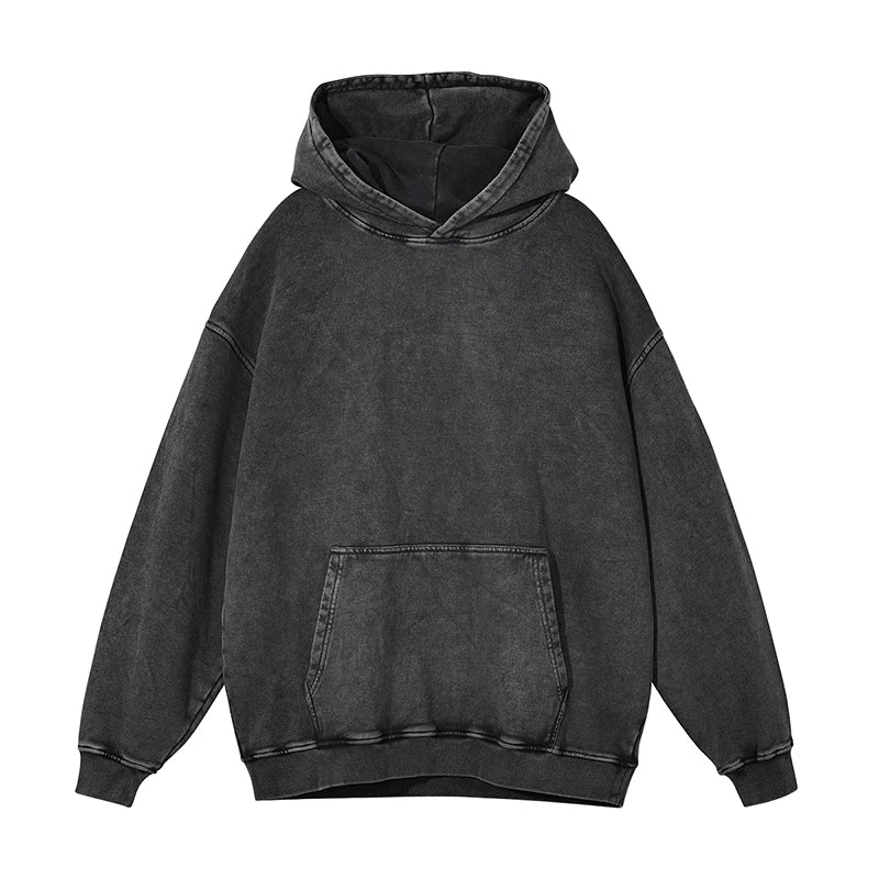 Kanye Vintage Distressed Solid Hooded Hoodie Oversize Washed Wax Dyeing Hoody Men & Women
