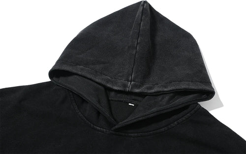 Men's Vintage Cotton Washed Hoodie The Cross of Jesus Print Hip Hop Hooded Sweatshirt