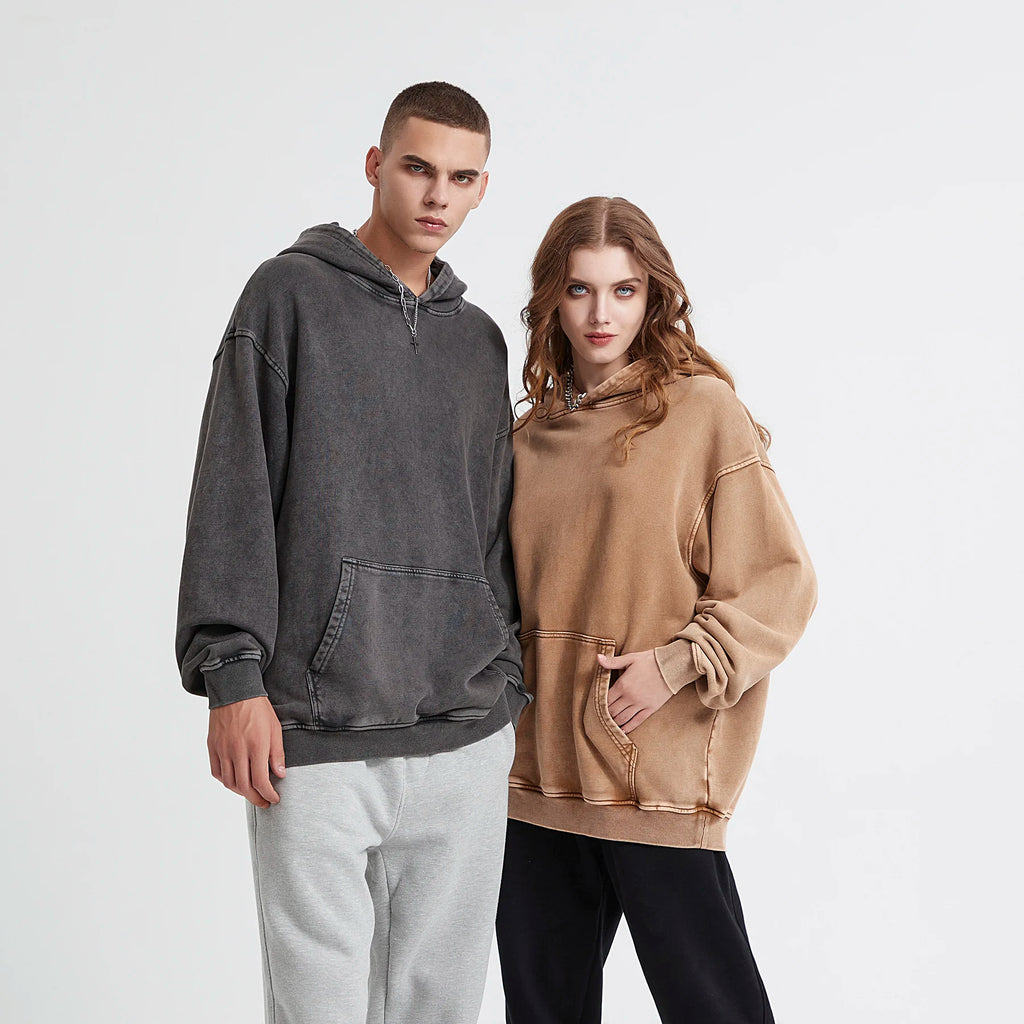 Kanye Vintage Distressed Solid Hooded Hoodie Oversize Washed Wax Dyeing Hoody Men & Women