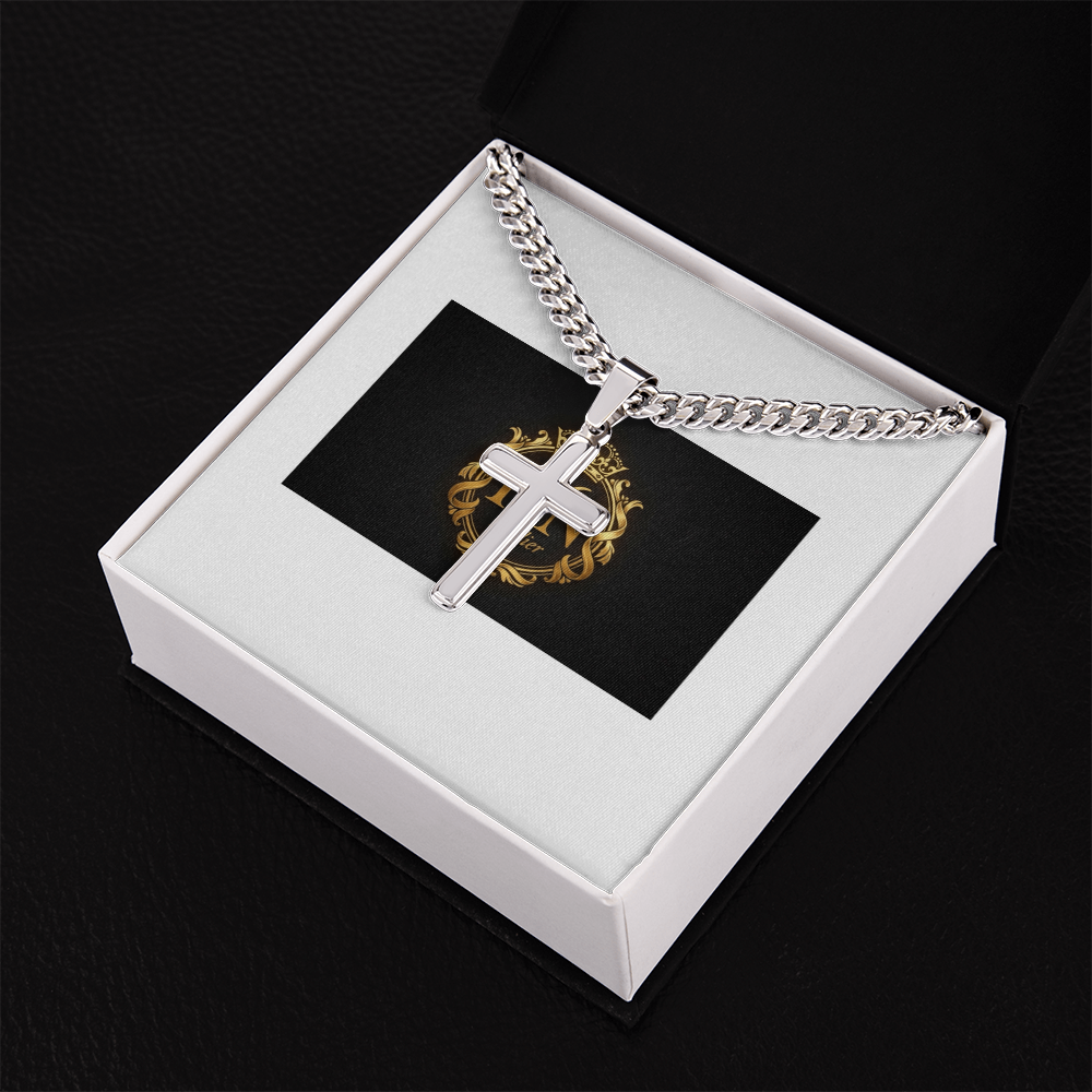 Personalized Cross with Cuban Link Chain