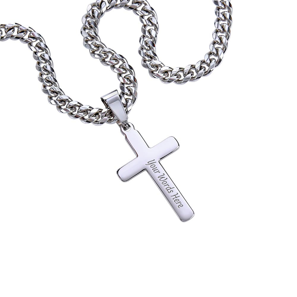 Personalized Cross with Cuban Link Chain