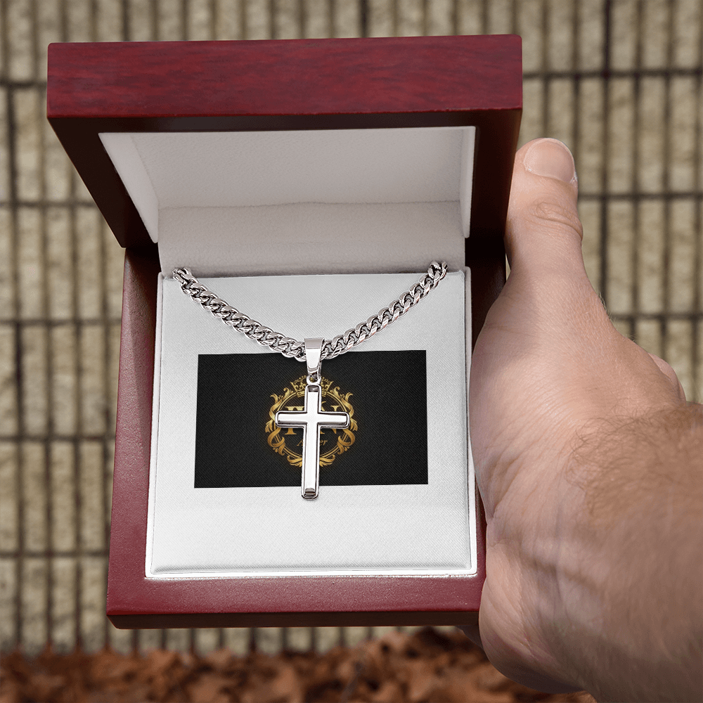 Personalized Cross with Cuban Link Chain