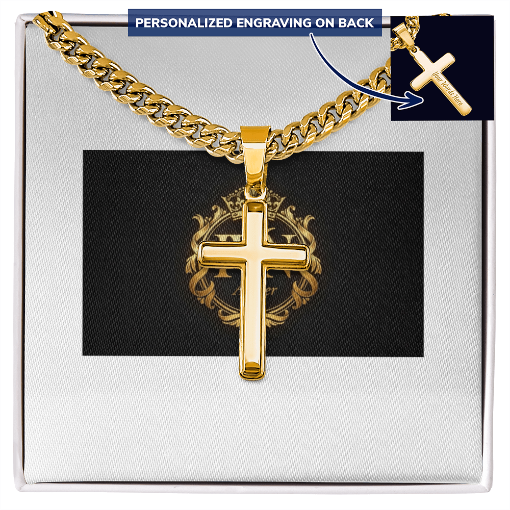 Personalized Cross with Cuban Link Chain