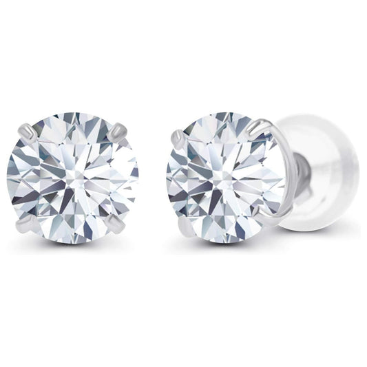 Boucles d'oreilles puces en or blanc ou jaune 14 carats, serties de diamants de laboratoire certifiés AGI (1,50 carat au total) | Couleur FG | Pureté VS | Luxe éthique