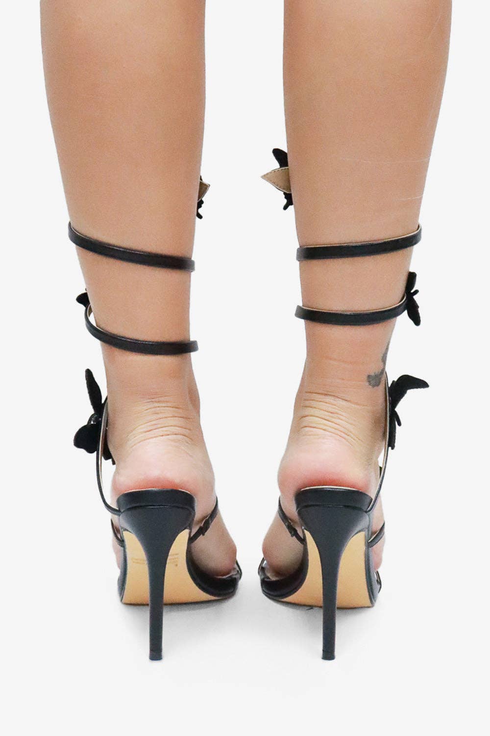 Melanie Butterfly Crystal  Detail  Spiral Strap Heels